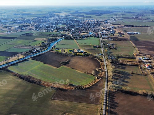 Preview: Drone shot of a countryside during late Autumn