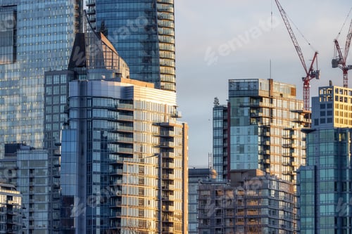 Preview: Highrise Residential and Commercial Buildings in Modern Downtown City. Vancouver