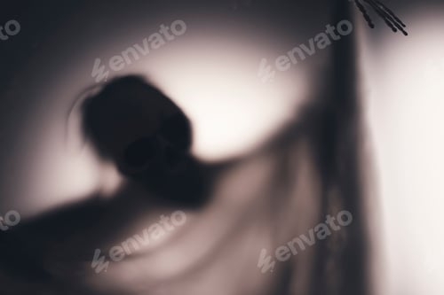 Preview: Shadow blur of horror skeleton. Halloween background.