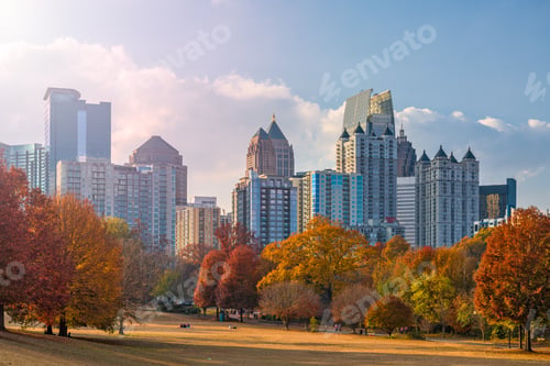 Preview: Atlanta, Georgia, USA midtown skyline from Piedmont Park