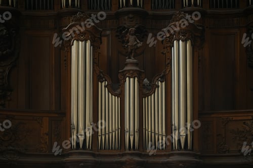 Preview: The organ in the church and the carved old wood around