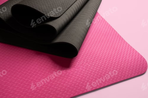 Preview: Pink and Black Yoga Mats on Pink Backdrop