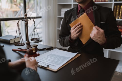Preview: Lawyer or legal counsel agrees to accept the bribe in an envelope do illegal business Corruption in