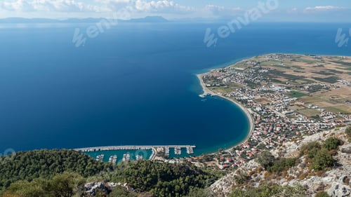 Preview: Aerial View of Oren Coastline and Marina in Milas, Turkey