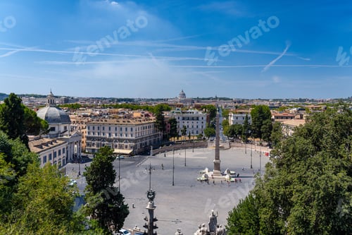 Preview: Aerial view of Piazza del Popolo in Rome.