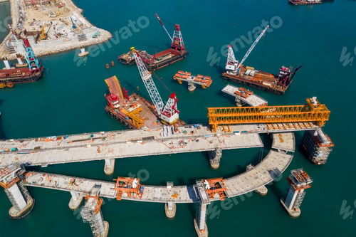 Preview: Cross harbor bridge under construction