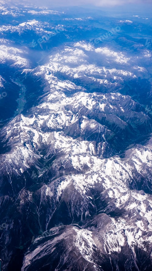 Preview: Landscape of Mountain. view from the airplane window. Aerial Vie