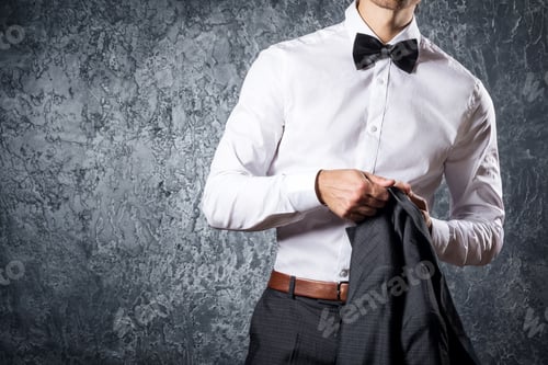 Preview: Stylish Man in Shirt and Bow Tie