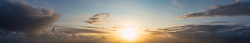 Preview: Dramatic Panoramic View of a cloudscape during a dark, rainy and colorful sunset