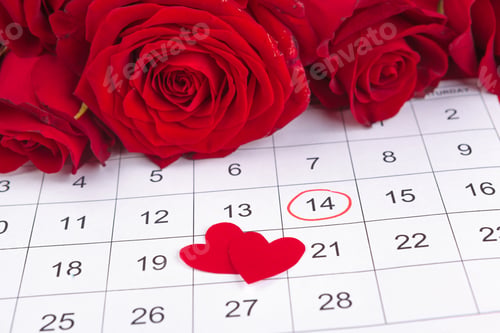 Preview: February 14 on calendar and decorations for Valentine's Day