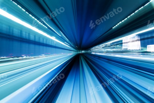 Preview: Motion of city in tunnel from moving monorail