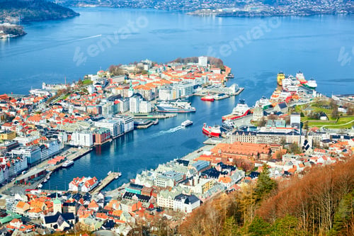 Preview: Aerial view of Bryggen waterfront