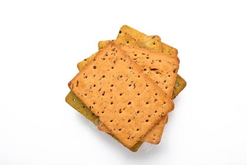 Preview: Cracker with flax seeds and oat bran rectangular shape for healthy, dietary and balanced diet isolat