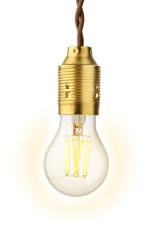 Preview: Glowing Filament Bulb with Brass Fixture