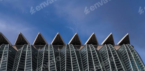 Preview: Panoramic shot of the walls of The Museu de les Ciencies Principe Felipe in Spain