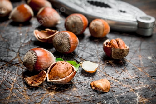 Preview: Hazelnut with green leaves .