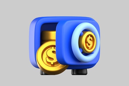 Preview: Cartoon bank safe with coins