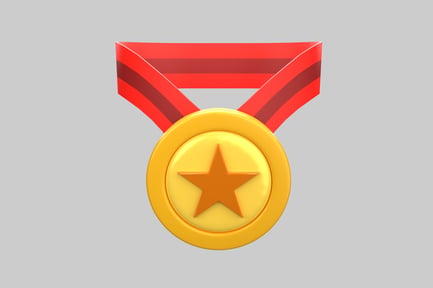 Preview: Medal with red ribbon and star.