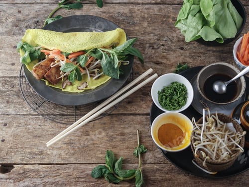 Preview: Vietnamese savory fried pancake with vegetables