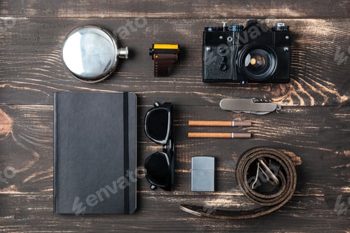 Preview: Trip concept - items of men's clothing and accessories