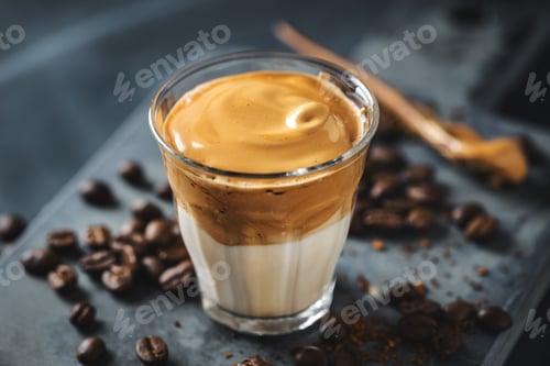 Preview: Dalgona coffee with whipped foam in cup
