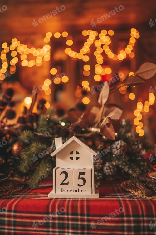 Preview: White cube handmade calendar 25th December at feast decor livingroom interior
