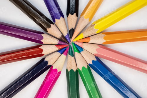 Preview: Colored pencils on a white background