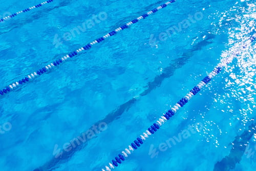 Preview: Swimming pool with racing lane dividers, closeup view