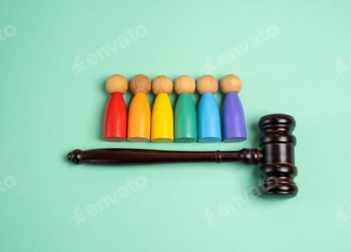 Preview: LGBT community and the judge's hammer. Concept of legislation