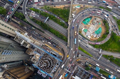 Preview: Causeway Bay, Hong Kong 07 May 2019: Top down view of traffic road in Hong Kong city