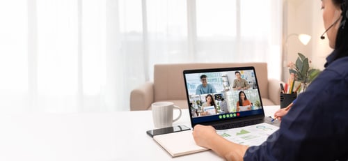 Preview: Video conference meeting from home.asian woman present business chart project