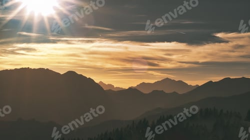 Preview: Landscape of mountains towards sunset