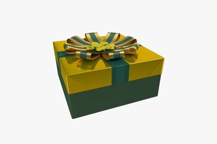 Preview: Gift box with golden ribbon and floral ornament