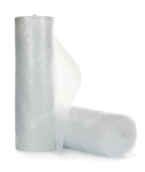 Preview: Transparent bubble wrap rolls on white background