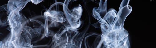 Preview: abstract white flowing smoke on black background, panoramic shot