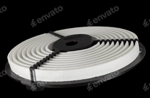 Preview: Car air filter, isolated on black background
