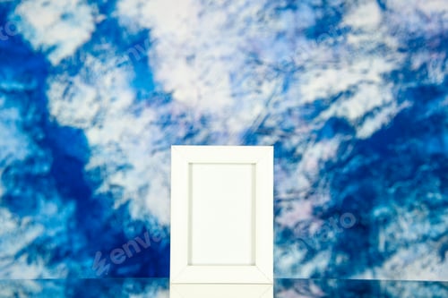Preview: front view white picture frame on light-blue background color gift present portrait shoot picture