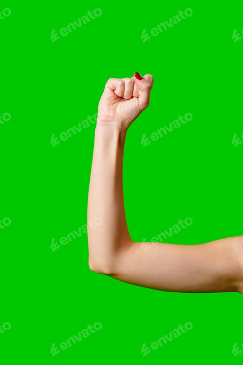 Preview: Womans Arm Hand Sign Raised in the Air