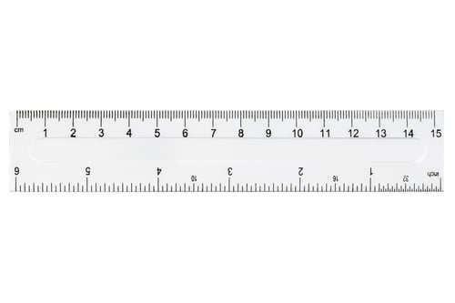 Preview: White plastic transparent ruler, isolated on white background
