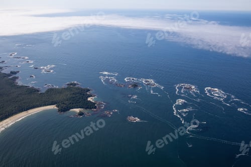 Preview: Aerial view of a sandy beach on the Pacific Ocean Coast