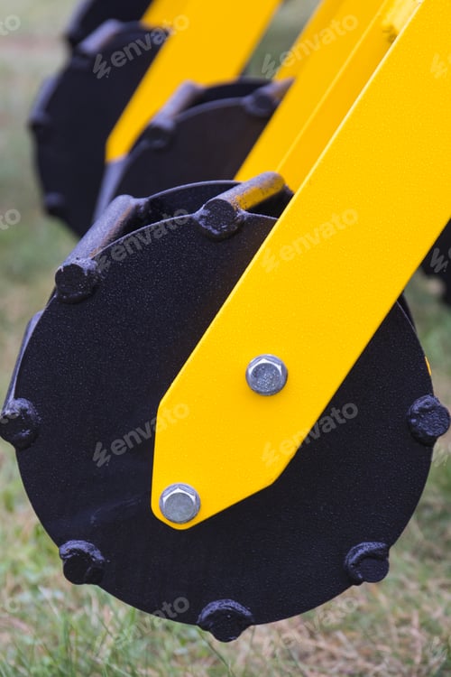 Preview: Agricultural disk harrow. Part of machine. Technology