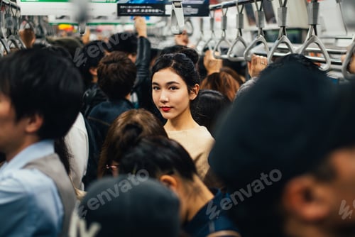 Preview: Beautiful japanese woman in the metro station