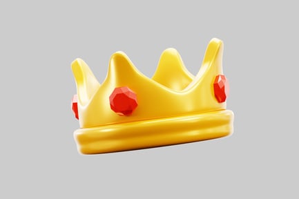 Preview: Vibrant Yellow Crown with Red Heart Details