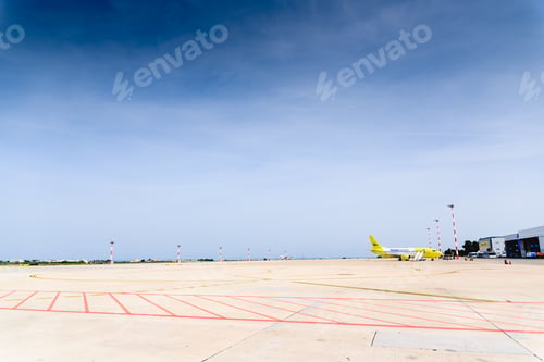 Preview: Bari, Italy - March 8, 2019: Italian Posta plane parked at Bari airport ready to transport packages.