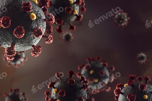 Preview: Illustration of Viral Particles on Dark Background