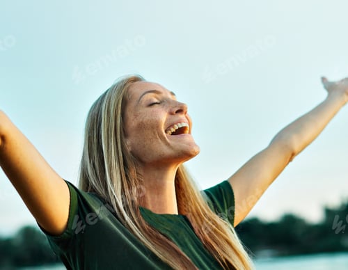 Preview: woman outdoor happy portrait female smiling young happiness lifestyle beautiful