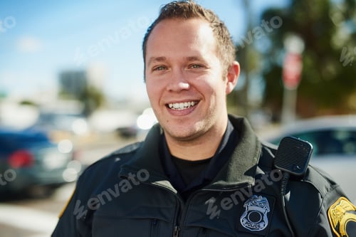 Preview: Its my duty to serve and protect. Cropped portrait of a handsome young policeman out on patrol.