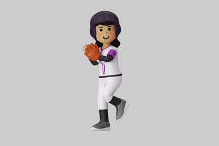 Preview: Cartoon girl softball player ready
