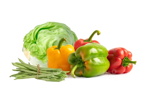 Preview: Mix of group fresh vegetable isolate on white background.