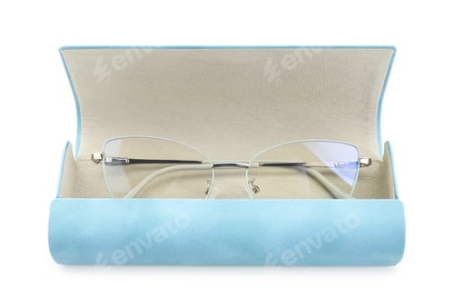 Preview: Case with stylish glasses isolated on white